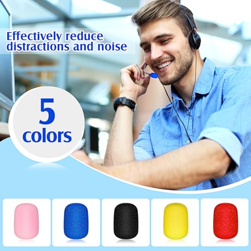Juexica 30 Pcs Lavalier Microphone Windscreen Foam Covers 5 Colors Mini Lapel Mic Cover for Headset Microphone Noise Reduction Compatible with Most Small Microphones