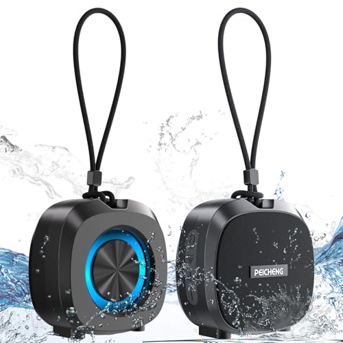 PEICHENG Speaker, Small Portable Bluetooth Wireless IPX5 Waterproof Shower Speaker,Loud Stereo Sound Deep Bass,TWS Paire, RGB Lights,Long Playtime for Outdoor Party, Great Gift,1PC(Black) - color: Black