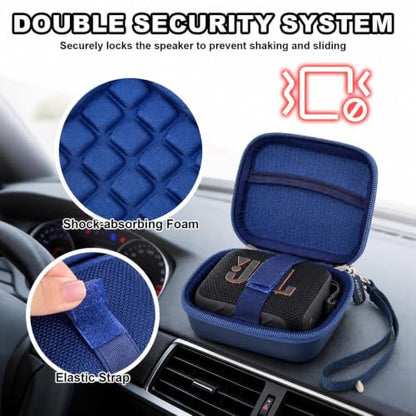 ANKHOH Hard Speaker Case for JBL Go 5/4/3 with Wrist Strap, Case Only - color: Blue