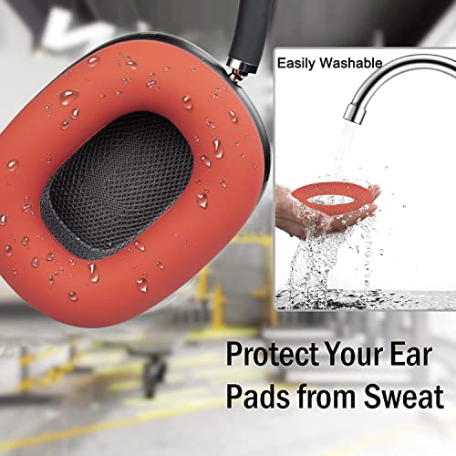 SOULWIT Sweat Proof Silicone Ear Cover for AirPods Max, Comfortable Fit for Gym Exercise, Easy to Clean, No Sound Quality Loss - Red - color: Red