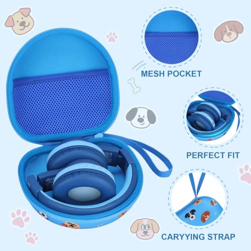 Kids Headphone Case for iClever/Acer/JBL, Dog Blue(Case Only) - color: Puppy Print-Blue