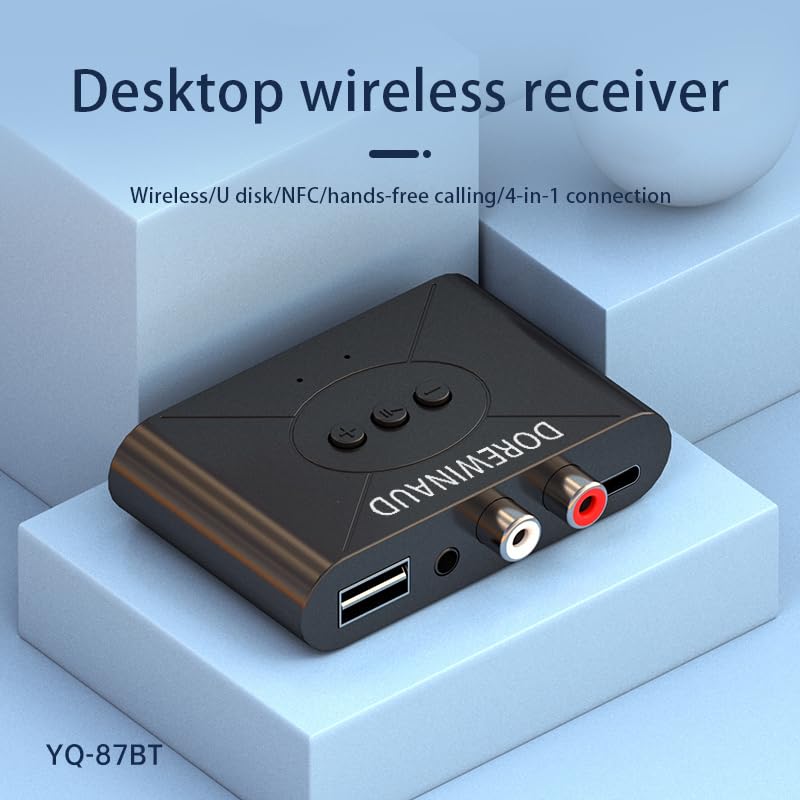 Bluetooth 5.3 Audio Receiver Wireless Audio Receiver RCA Adapter for Stereo | Supports USB Flash Drive/ NFC One Key Connect/ Car Speakers/Wireless Headphones Receiving Mode for Bluetooth Devices