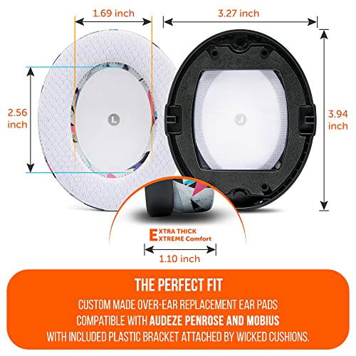 WC Freeze Penrose - Cooling Gel Earpads for Audeze Penrose & Mobius | Made by Wicked Cushions | Hybrid Fabric, Improved Durability, Thickness & Sound Isolation | 90s White - color: 90s White