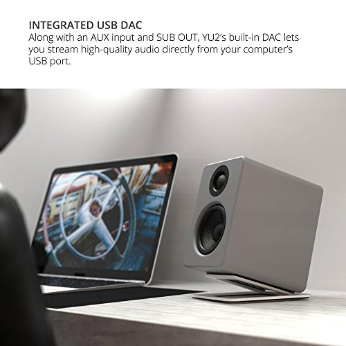 Kanto YU2MG PC Gaming Desktop Speakers | 3" Composite Drivers | 3/4" Silk Dome Tweeter | Class D Amplifier | 100 Watts | Built-in USB DAC | Subwoofer Output | Pair | Matte Grey - color: Matte Gray