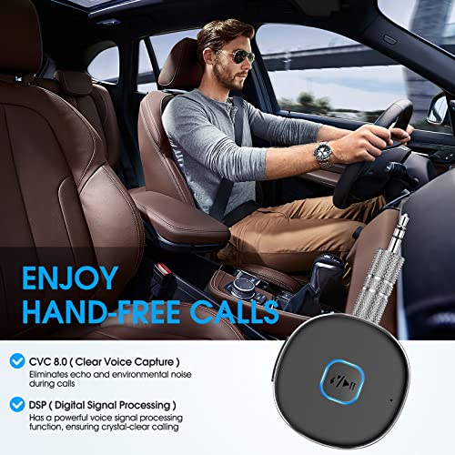 Bluetooth Receiver, LAICOMEIN Portable 3.5mm Aux Car Adapter, Bluetooth Wireless Audio Receiver for Car/Home Stereo/Wired Headphones/Speaker, 16H Battery Life
