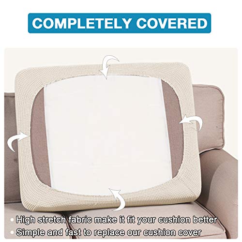 Flamingo P Super Stretch Couch Cushion Cover 1 Pack Individual Seat Slipcover with Elastic Bottom, Machine Washable Furniture Protector (1 Seat Cushion Cover, Biscotti Beige) - color: Biscotti Beige, size: 1 Seat Cushion Cover
