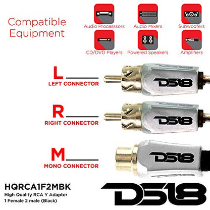 1 Female to 2 Male RCA Y Connector - 100% Copper OFC - Black & Red - Level 3 by HQRCA-1F2M - style: RCA - 1 x Female to 2 x Male (Black)