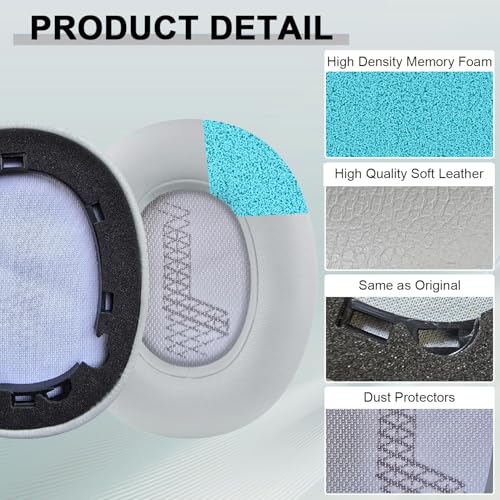 Replacement Ear Pads for JBL E65 (E65BT E65BTNC)/Live 650 (650NC 650BTNC)/Live 660 (660NC 660BTNC)/Duet NC Over-Ear Headphones, Headset Ear Cushions, Headset Earpads, Ear Cups Cover-Grey - color: Grey