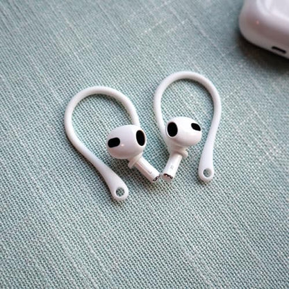 A-Focus Anti-Slip Set for AirPods 3rd Replacement Silicone Adjustable Ear Hook Ergonomic Design Wings Wingtip Ear Tips Strap Sport Earbuds Accessories Eartip Compatible with AirPods 3 White Strap
