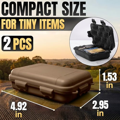 2 Pcs Small Waterproof Box Set, 4.92 x 2.95 x 1.53", (Black & Khaki) - color: Black & Khaki