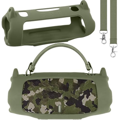 khanka Silicone Case for JBL Charge 6 Waterproof Speaker,Military Green | EVA Hard Shell, Carabiner Clip Attachment, Travel-Ready Portable Storage, Impact Resistant Protection, Secure Custom Fit - color: Military Green