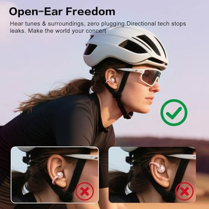 ZIHNIC S26 Wireless Clip on Earbuds, Open Ear Wireless Bluetooth 5.4 Headphones with Mic, IPX5 Waterproof, 35Hr Play time, Light Weight -Rose-Gold - color: Rose Gold