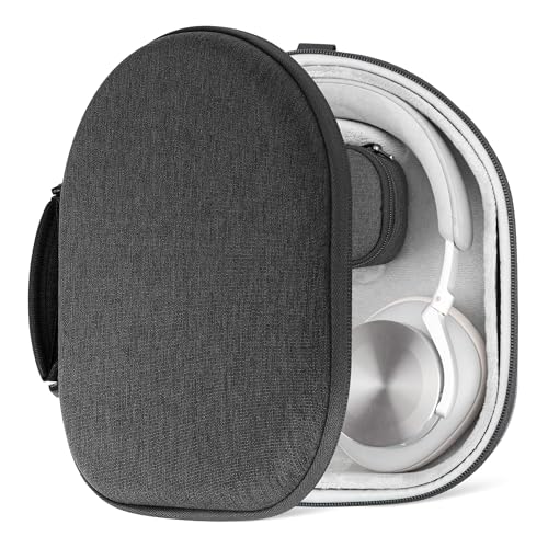 Geekria Shield Headphones Case Compatible with Bang & Olufsen Beoplay HX, H100, H95, H9 3rd Gen, H9i, Beocom Portal, Replacement Hard Shell Travel Carrying Bag with Cable Storage (Dark Grey)