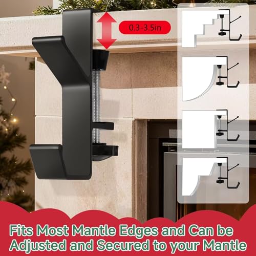 Clamp-On Under Desk Headphone Holder Backpack Hook Students' Desk Hook with Adjustable Arm Clamp Women's Bag Handbag and Christmas Stockings Holder Hanger (4 Black, 4) - style: 4 Black