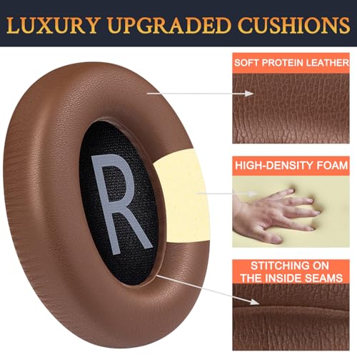 SOULWIT Replacement Earpads for Bose 700 (NC700) Wireless Headphones, Ear Pads Cushions with Softer Protein Leather, High-Density Noise Cancelling Foam, Added Thickness - Coffee - color: Coffee