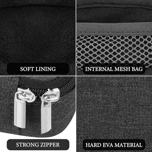 Geekria Earbuds Carrying Pouch Compatible with Audio-Technica ATH-TWX9MK2, Logitech G FITS True Wireless, Replacement Protective Travel Pouch Bag with Cable Storage (Dark Grey)