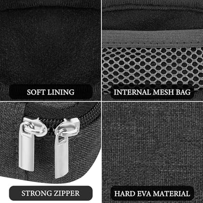 Geekria Earbuds Carrying Pouch Compatible with Audio-Technica ATH-TWX9MK2, Logitech G FITS True Wireless, Replacement Protective Travel Pouch Bag with Cable Storage (Dark Grey)