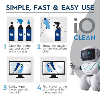 Screen Cleaner Spray (16oz + mini Cleaner) – Best Large Cleaning Kit for | LCD LED OLED TV, Smartphone, iPad, Laptop, Touchscreen, Computer Monitor, Electronic Devices, Microfiber Cloth and 2 Nozzles - size: 16 Fl Oz + 0.3 Fl Oz