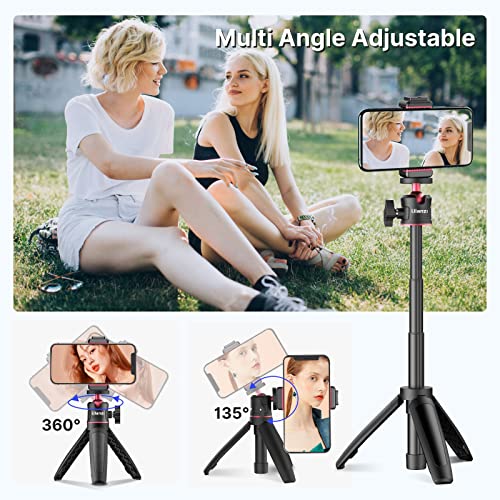 ULANZI MT-08 Mini Extension Pole Tripod for Phone Camera | Extends to 21.3in, Phone Holder Included w Cold Shoe Mount, 2-in-1 Tripod Grip, for iPhone Android Canon Sony - color: Black