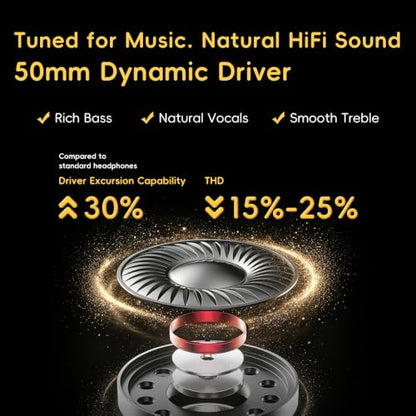 SNOWSKY FIIO Nature Closed-Back Over-Ear Wired Hi-Fi Headphones, 50mm Dynamic Drivers, Dual 3.5mm Detachable Cable, Natural Sound Tuning, Wood Grain Ear Cups (Black) - color: Black