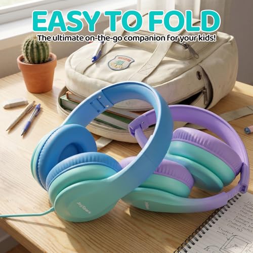 JoySpark Kids Headphones for School Toddler, 3.5mm Jack, Gradient Purple - color: Gradient Purple