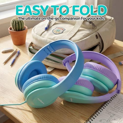 JoySpark Kids Headphones for School Toddler, 3.5mm Jack, Gradient Purple - color: Gradient Purple