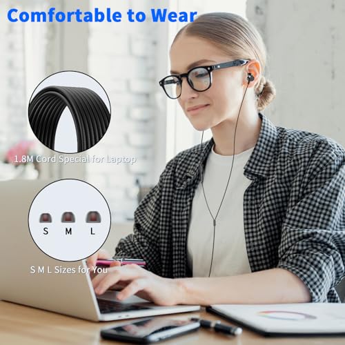3.5mm Wired Earbuds with Mic for School Laptop PC Chromebook,Black - color: Black