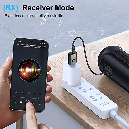USB Bluetooth 5.0 Transmitter Receiver, 2-in-1 Wireless Audio Adapter | 3.5mm Aux Blutooth Adapter, Built in Mic/Low Latency/HD Audio/Plug n Play-for TV/PC/Car/Speaker