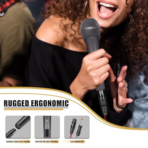 Professional Dynamic Microphone for Singing Karaoke Microphone with 16ft XLR to 1/4'' Audio Cable, Vocal Handheld Mic for Podcast Mixer Amplifier PA System - color: Titanium Gray