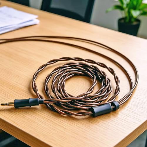 FAAEAL HiFi Audiophile IEM Cable,6N High Purity Oxygen Free Copper (OFC) Wired Earphone Cable Compatible with KZ ZS10 ZSN AS16,QDC-C Pin in Ear Monitor Cords for Musicians 3.5mm 4.9ft(Recessed 2pin)