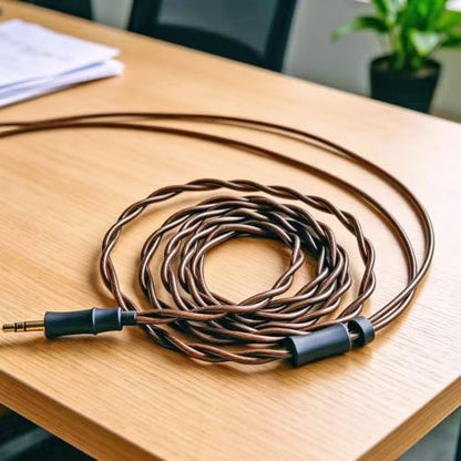 FAAEAL HiFi Audiophile IEM Cable,6N High Purity Oxygen Free Copper (OFC) Wired Earphone Cable Compatible with KZ ZS10 ZSN AS16,QDC-C Pin in Ear Monitor Cords for Musicians 3.5mm 4.9ft(Recessed 2pin)