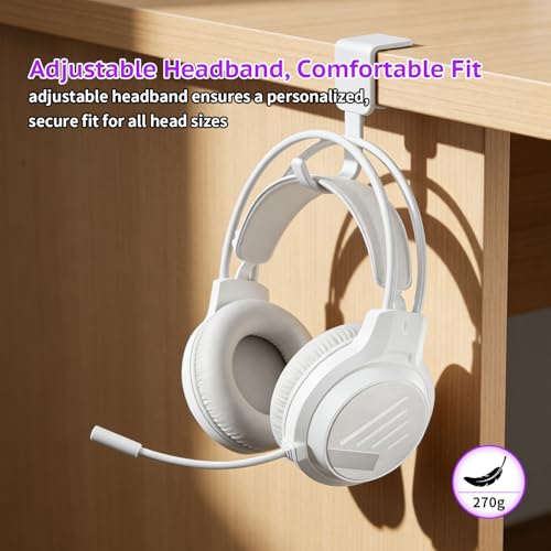 Over-Ear Wired Headphones with Microphone, 3.5mm Plug in Headphones, Noise Isolating & Stereo, Lightweight Portable Headsets for Smartphone, Tablet, Computer, Mp3/4, White - color: White