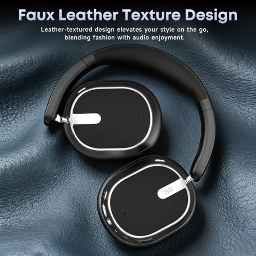 Hybrid Active Noise Cancelling Bluetooth Headphones Wireless Headphones | Over Ear, 120H Playtime, Hi-Res Audio, Deep Bass, Memory Foam Ear Cups for Home Office Travel Foggy Black