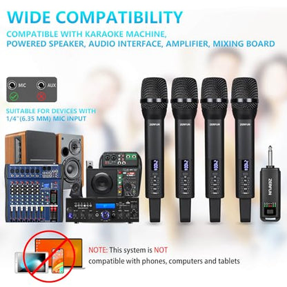 Rechargeable Wireless Microphones 4 Pack, D240, Black - color: Black, style: 4 Mics