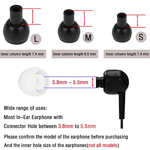 18 Pairs Silicone Ear Tips Replacement Earbud Tips for in- Ear Headphones Ear Covers (Inner Hole from 3.8mm-5.5mm Earphones) Earbud Replacement Tips Ear Bud Rubber Tips S M L - color: White