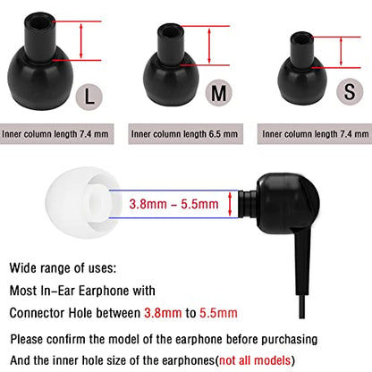 18 Pairs Silicone Ear Tips Replacement Earbud Tips for in- Ear Headphones Ear Covers (Inner Hole from 3.8mm-5.5mm Earphones) Earbud Replacement Tips Ear Bud Rubber Tips S M L - color: White