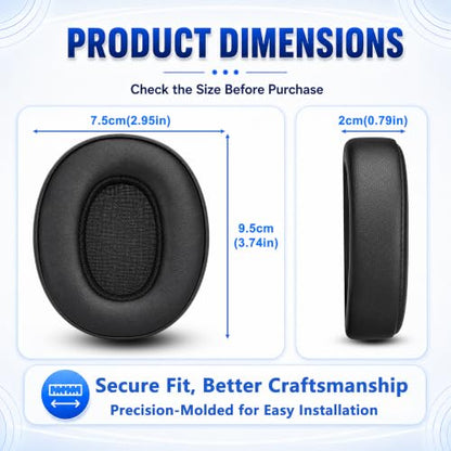 Replacement Ear Pads for Skullcandy Crusher Wireless ANC/Evo/540, Hesh3/ANC/Evo, Venue ANC Over-Ear Headphones, Protein Leather Cushions with Memory Foam, Black - color: Black