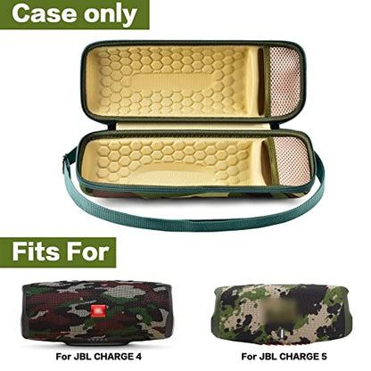 Hard Travel Case for JBL Charge 4/ Charge 5 Waterproof Bluetooth Speaker. Carrying Storage Bag Fits Charger and USB Cable - Squad Camo (Case Only) - color: Squad Camo