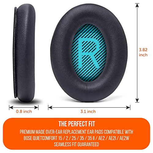 WC Wicked Cushions Upgraded Replacement Ear Pads for Bose Headphones - Compatible with QC15 / QC25 / QC35 & 35 ii / QC2 / AE2 / AE2i / AE2W / Soundlink - Softer Leather, Luxury Memory Foam | Black - color: Black