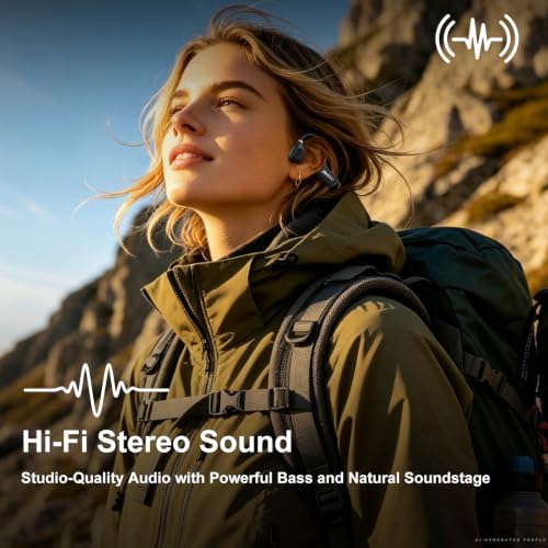 Open Ear Headphones, Bluetooth 5.4 Running Headphones with Mic, 22g Ultra Lightweight, 14H Battery & IPX5 Waterproof, Secure Fit Sports Headphones for Running Cycling Gym Walking