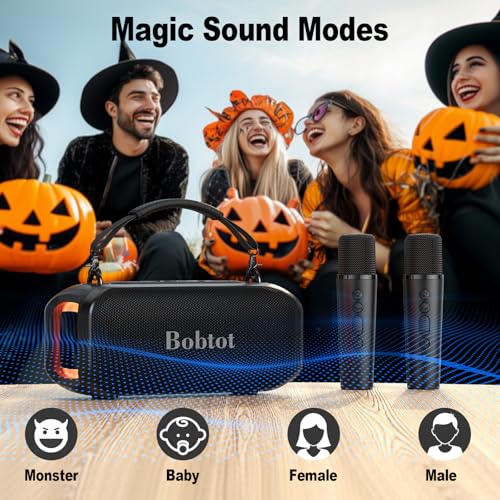 Bobtot Portable Speaker Outdoor Speaker | 2 Wireless Microphones Outdoor Speaker IPX5 Waterproof Speaker with Handle Stereo Loud Sound, Home & Outdoor Party