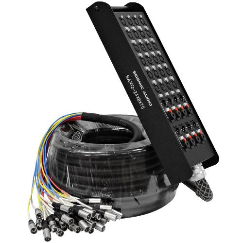 Seismic Audio - SAXQ-24x8x75 - 24 Channel 75' XLR Snake Cable with 8 XLR and 1/4" Returns on the Box - size: 75 Foot - 24 Send x 8 Return