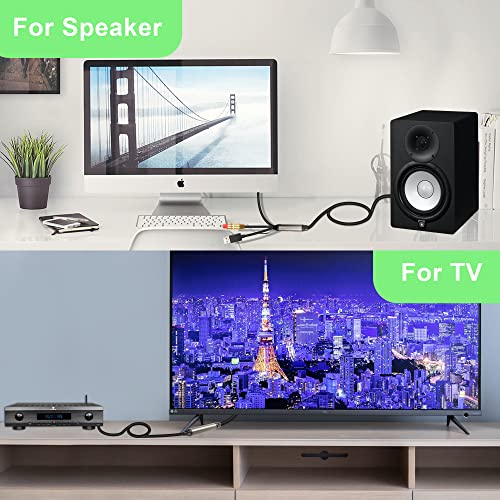 GINTOOYUN USB Digital Fiber Optical Analog Audio Cable AUX SPDIF Digital Coaxial to 3.5mm + 2 RCA Jack Audio Converter Cable for TV, PS4, Blu-Ray Player, Multimedia Speaker(118 Inch)