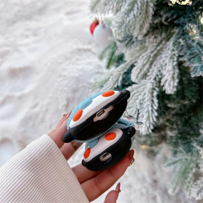 Wireless Charging Earphone Case Compatible with Airpods Pro/Pro2, Cute Christmas Animal Hat Penguin Design Soft Silicone Full Body Protective Skin Cover, Kids Girls Women Cartoon Earbuds Accessories - color: Winter Penguin, size: Airpods Pro/Pro2