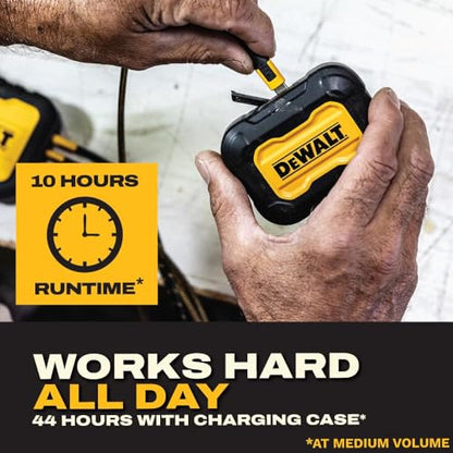DEWALT Heavy Duty Open Ear Headphones, Bluetooth 5.3 Wireless Earbuds IP55, 44Hrs Runtime, Jobsite Premium Sound True Wireless Air Conduction Open Ear Earbuds with Earhooks for Worksites and Workouts