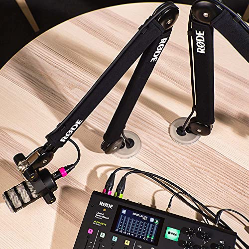 Rode PSA1+ Pro Studio Boomarm for Podcasting and Streaming with Rode Procaster Broadcast Dynamic Vocal Microphone, Professional Grade XLR Cable and StreamEye Polishing Cloth