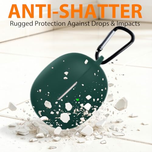 Silicone Protective Case for i121 Earbuds, Compatible with King Lucky Clip-On Open Ear Headphones, Full Cover Shockproof Anti-Scratch Case with Keychain Carabiner, Charging Port Access - color: Green