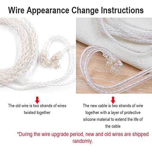 KZ ZSN in-Ear Headphones Cable, Silver Plated Earphone/Earbuds Detachable Replacement Cord with 0.75mm Pins (Without Microphone)