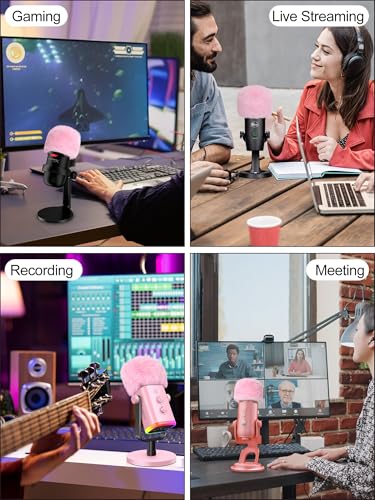 Furry Windscreen - Wind Muff Pop Filiter for Blue Yeti, Yeti Pro, Yeti Nano, Mic Cover Compatible for A8M, SoloCast, Razer Mini, Razer X, Razer Seiren V2 Pro and Normal ASMR USB Mics (Pink) - color: Pink Mic Cover