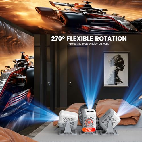 【Officially-Licensed APP & Native 1080P】Mini Projector with WiFi and Bluetooth, 4K Portable Projector with stand, Auto Focus&Keystone, Smart Projector for Outdoor/TV /Smartphone/Laptop - size: XL